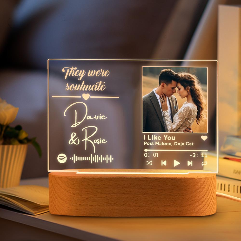Custom Name Acrylic Night Light Spotify Code Night Light