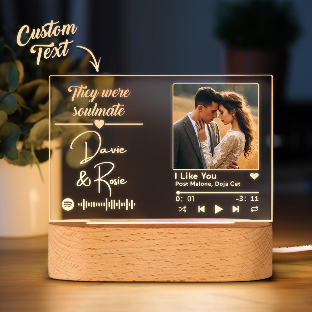 Custom Name Acrylic Night Light Spotify Code Night Light