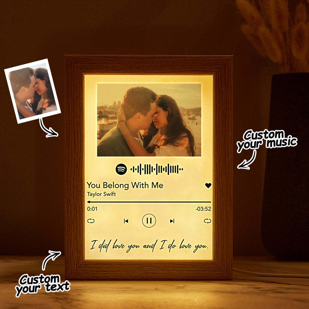 Personalized Spotify Code Light Picture Art Frame with Light Home Decorative Gift for Lovers -