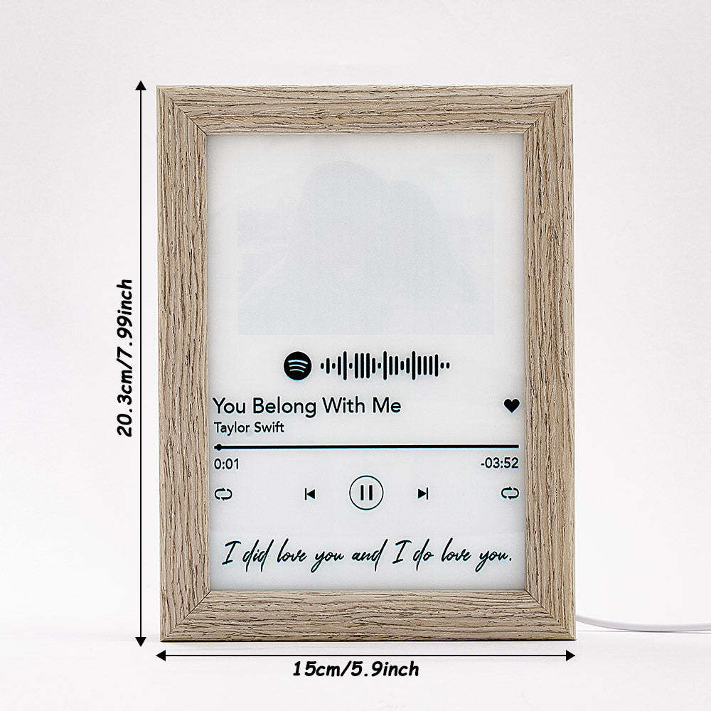 Personalized Spotify Code Light Picture Art Frame with Light Home Decorative Gift for Lovers -