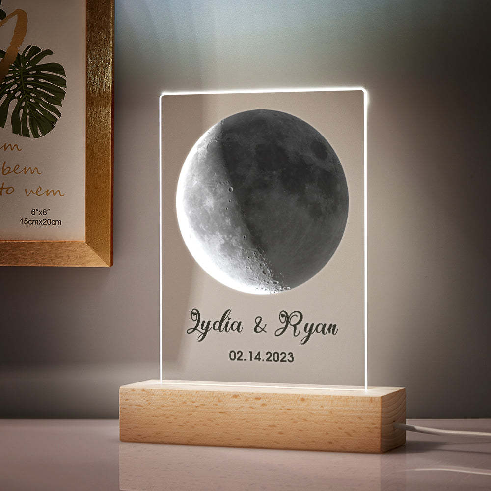 Custom Moon Phase Custom Glass Keychains Family Photo Plaque Night Light the Moon on the Day You were Born Photo Gifts