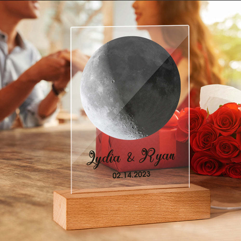 Custom Moon Phase Custom Glass Keychains Family Photo Plaque Night Light the Moon on the Day You were Born Photo Gifts
