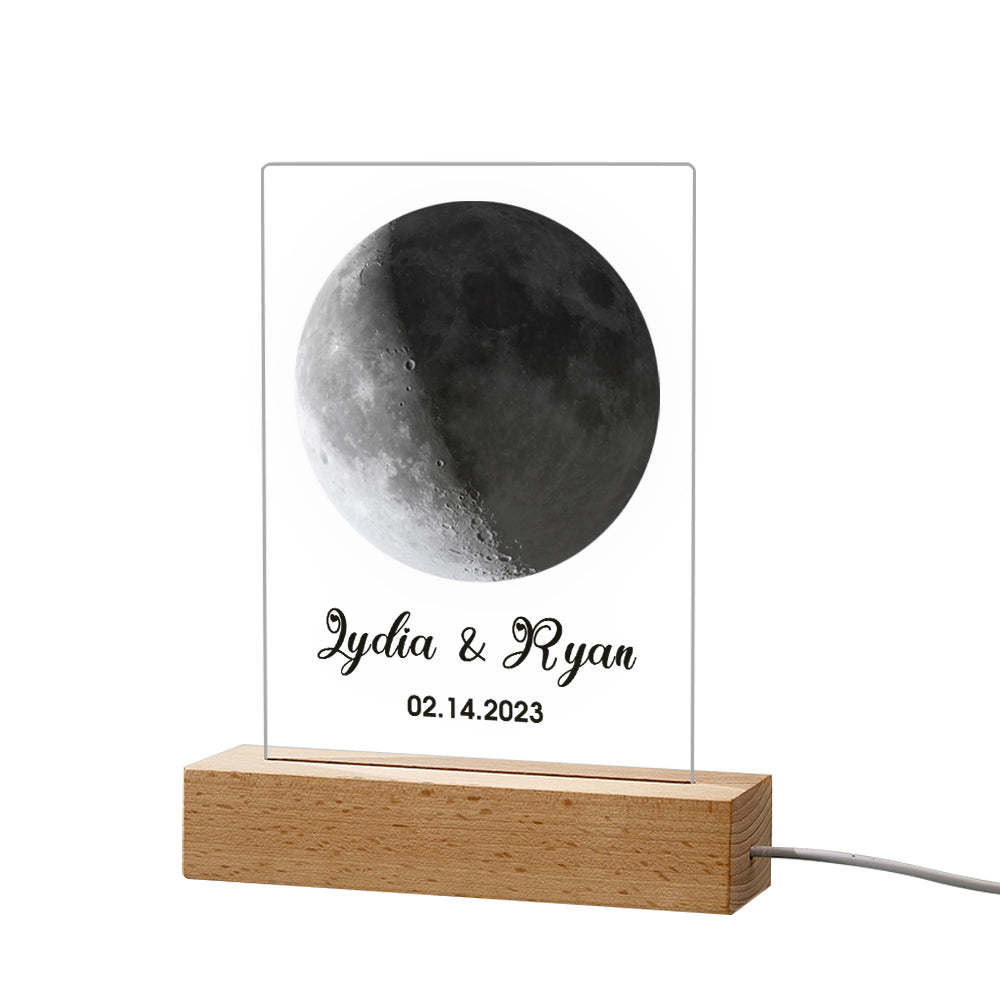 Custom Moon Phase Custom Glass Keychains Family Photo Plaque Night Light the Moon on the Day You were Born Photo Gifts