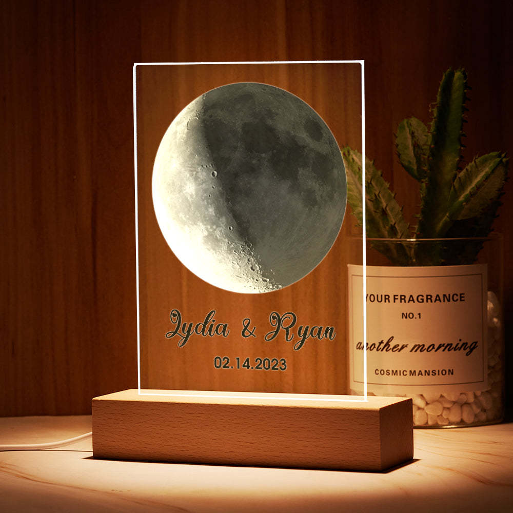 Custom Moon Phase Custom Glass Keychains Family Photo Plaque Night Light the Moon on the Day You were Born Photo Gifts