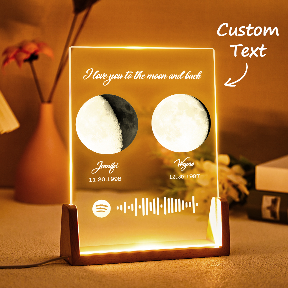 Custom Moon Phases Birth Moon Night Light Special Gifts for Lovers
