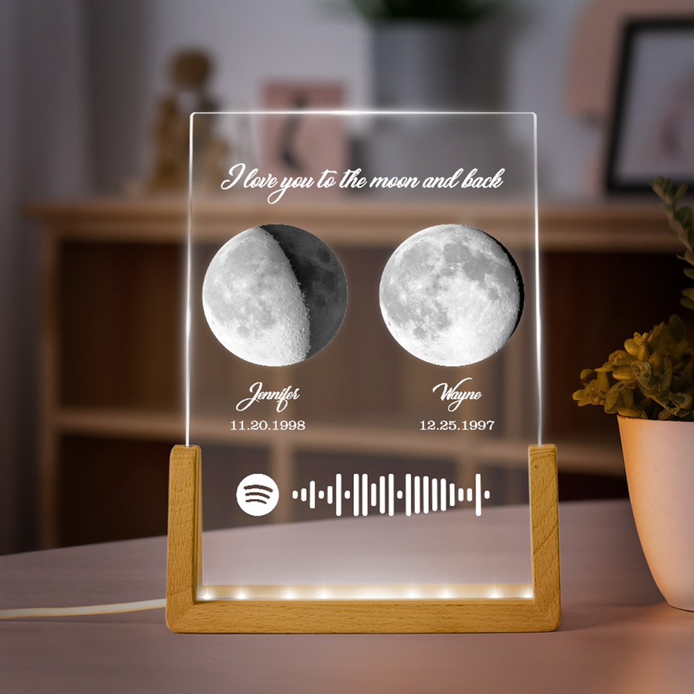 Custom Moon Phases Birth Moon Night Light Special Gifts for Lovers