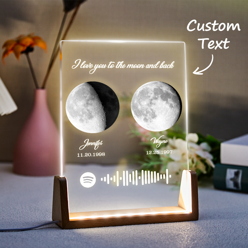 Custom Moon Phases Birth Moon Night Light Special Gifts for Lovers