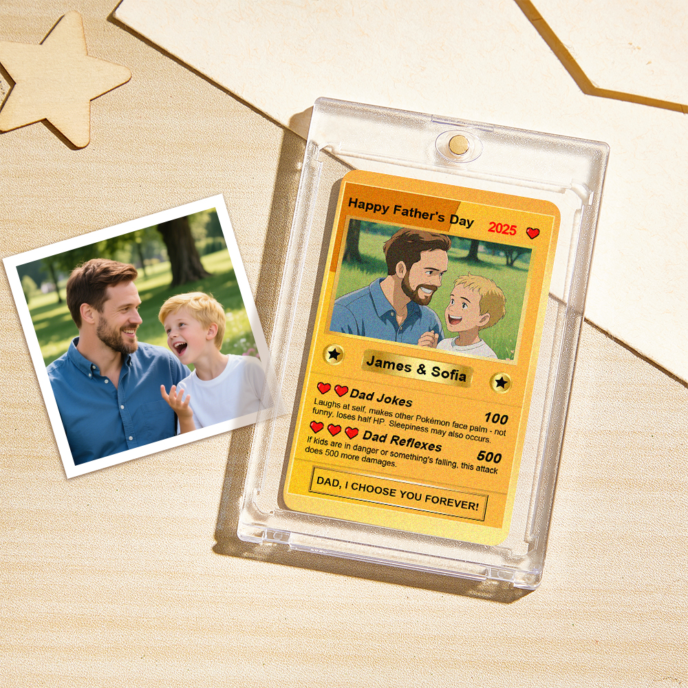 Custom Father's Day Anime Cards Custom Photo Poke Card Gift Idea for Loved One - MySpotifyGlass