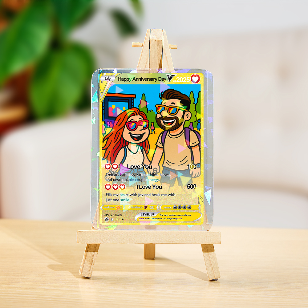 Custom Photo Text Couple Cards Personalized Card For Gift Boyfriend Gift Birthday Keepsake Happy Anniversary Poke Card - MySpotifyGlass