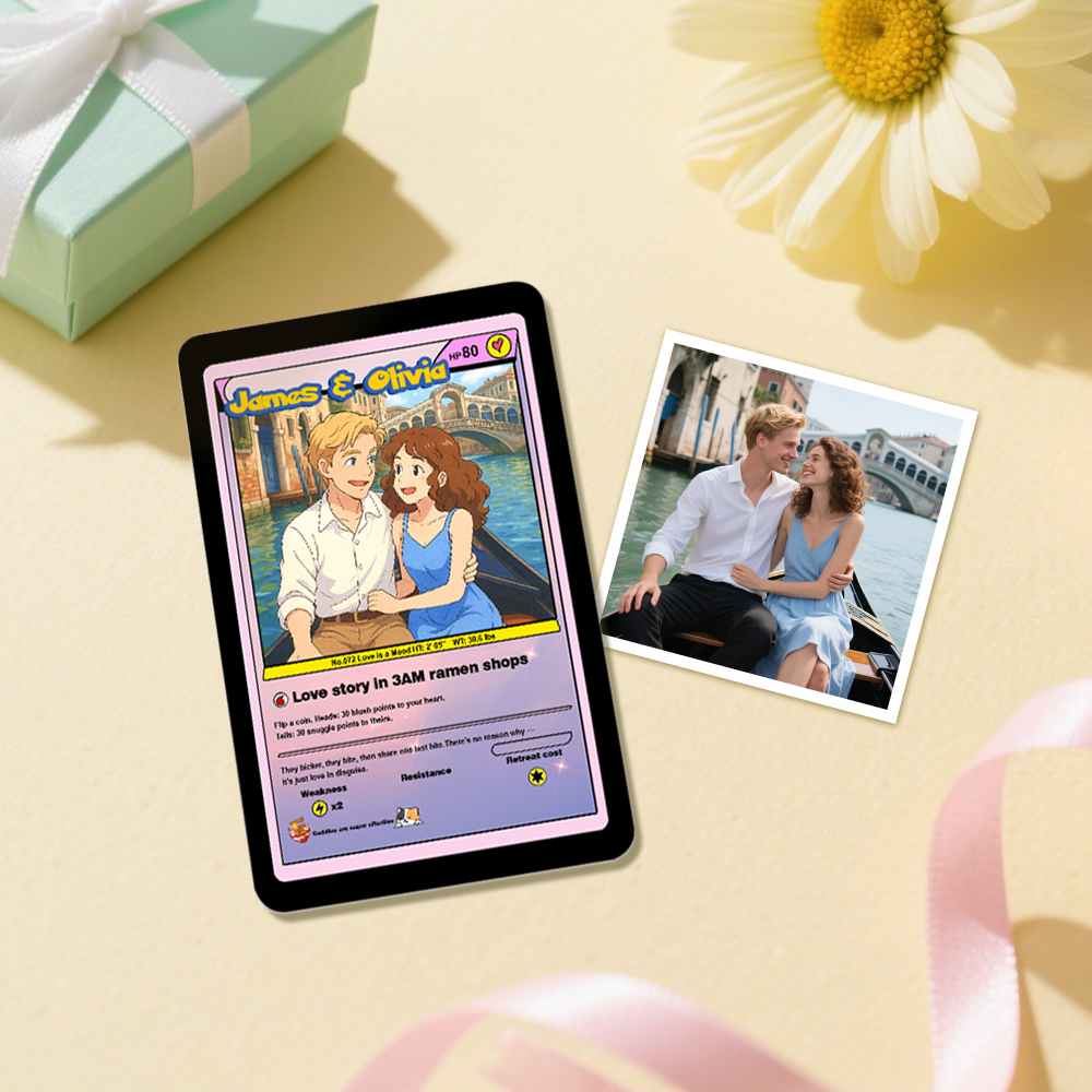 Custom Anime Card Personalized Anniversary Love Gift for Valentine's Day or Birthday