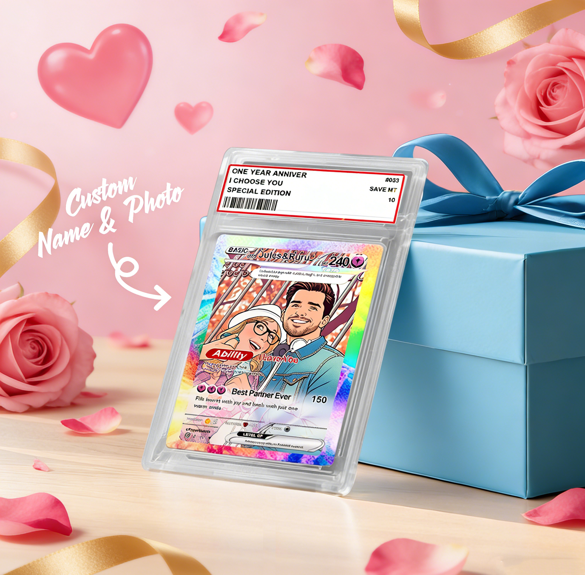 Custom Card Personalised Trading Card Gift For Him/Her or Couples. Unique Magnet Replica Cards. Birthdays, Anniversary Valentine Gift - MySpotifyGlass