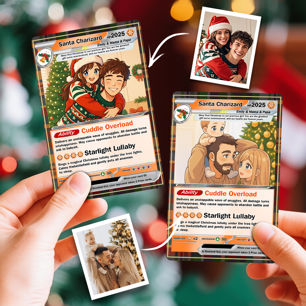 Custom Halloween & Christmas Game Card Personalized Cartoon Trading Card with Photo & Name, Unique Holiday Gift for Lover - MySpotifyGlass