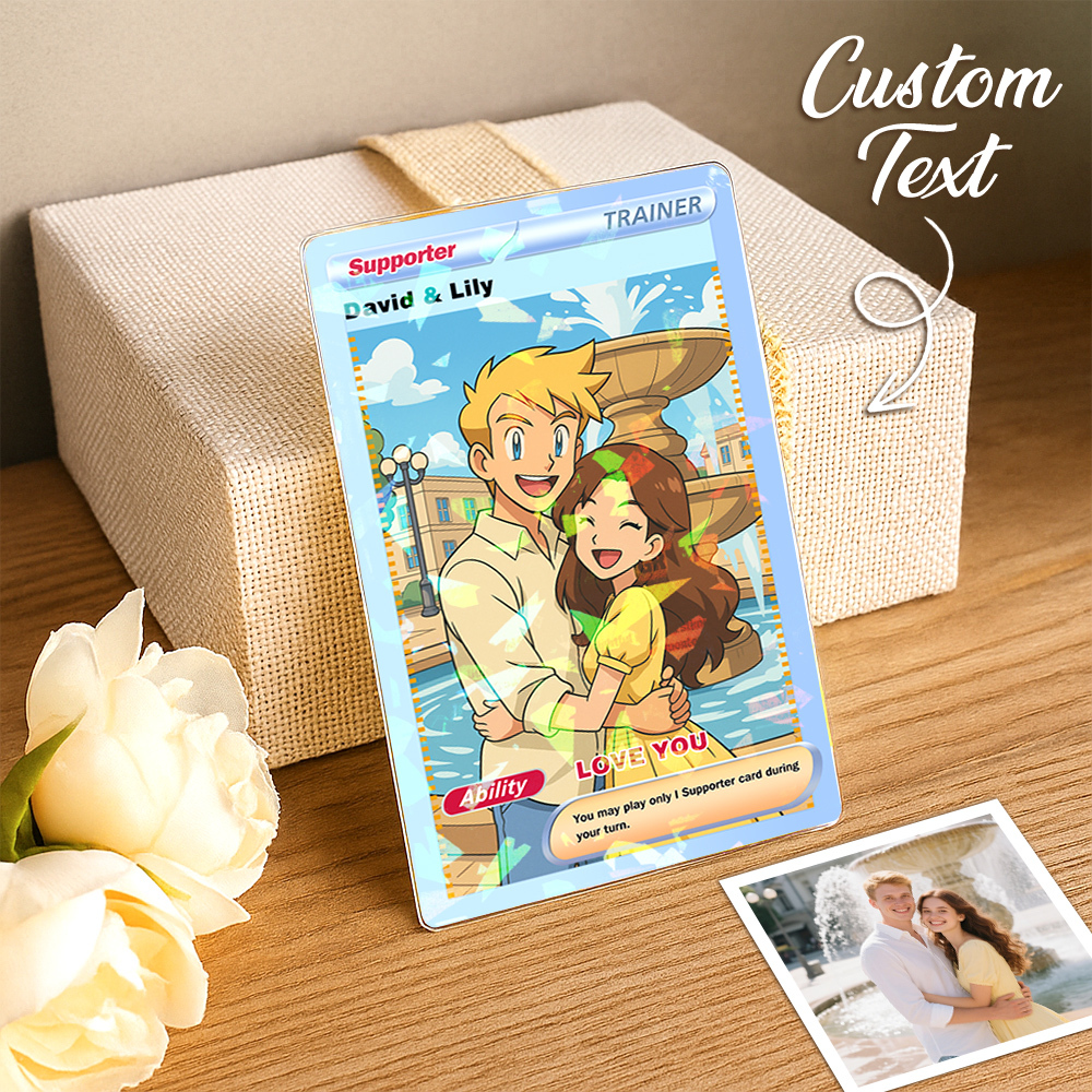 Custom Anime Trading Card | Personalized Collectible Card with Your Photo & Name | Unique Gift for Fans Couples