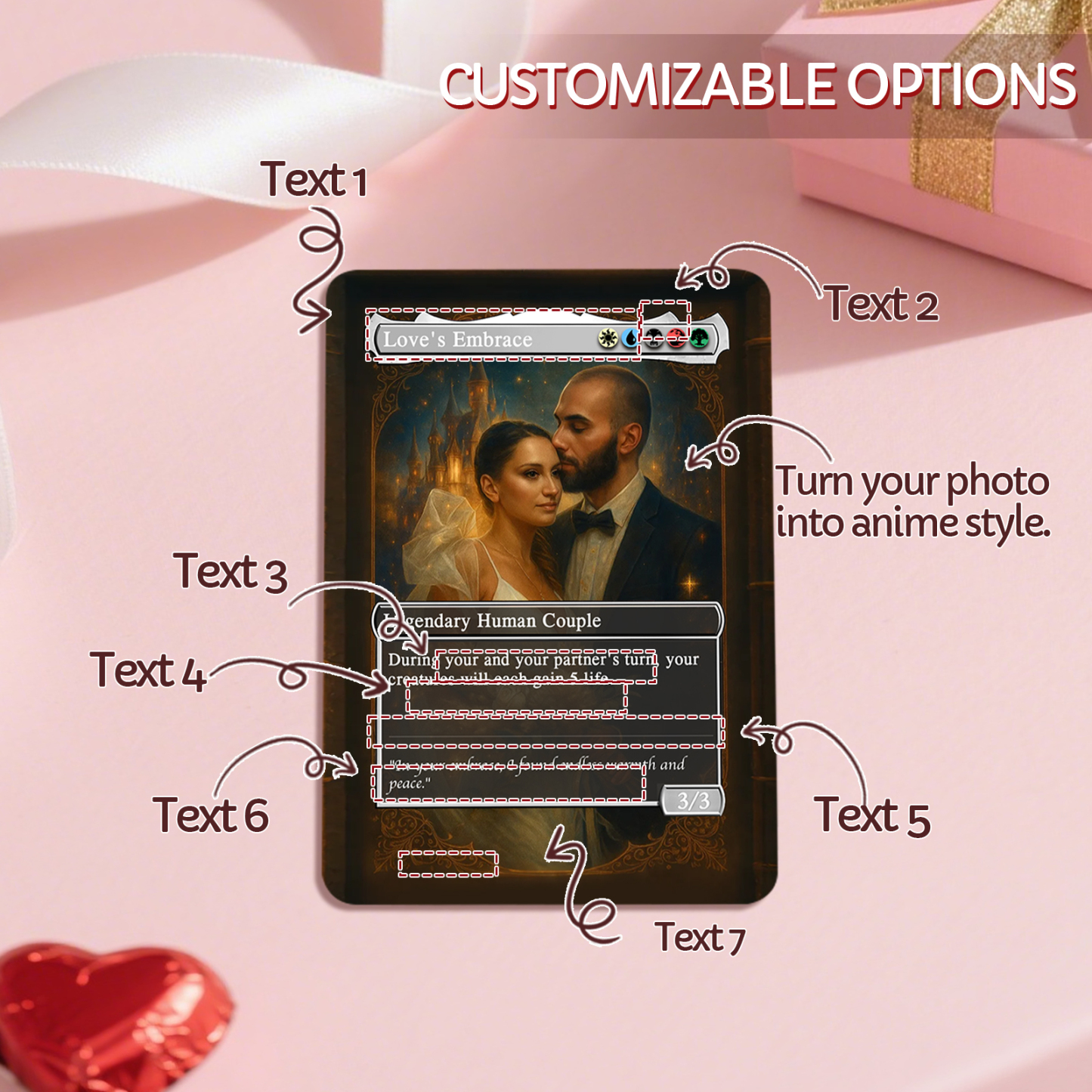 Custom Anime Couples Magic Card Personalized Photo Magic Anime Card Gift for Couples