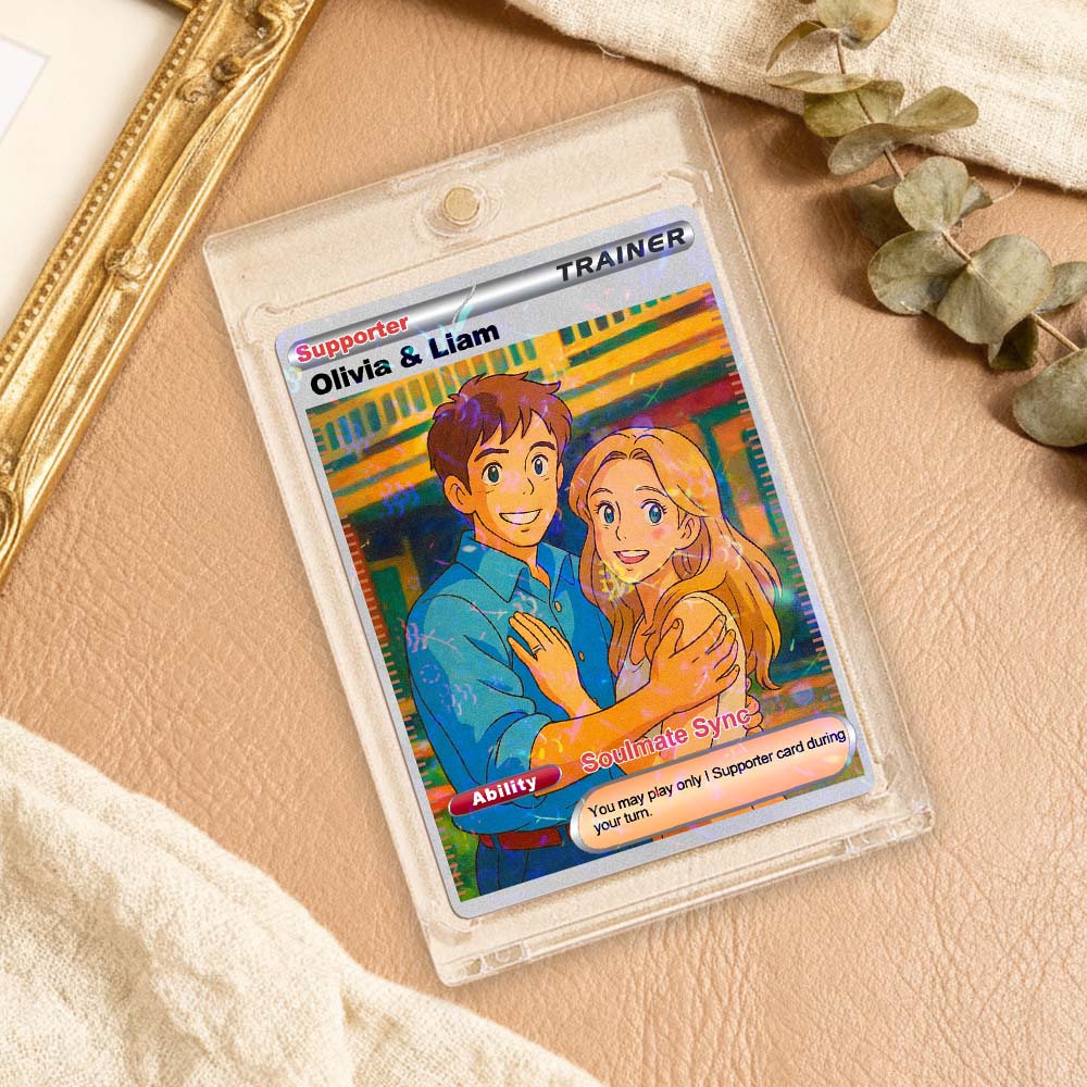 Personalized  Valentine Couple Card Custom Cartoon Acrylic Card Gift With Optional Film Styles - MySpotifyGlass