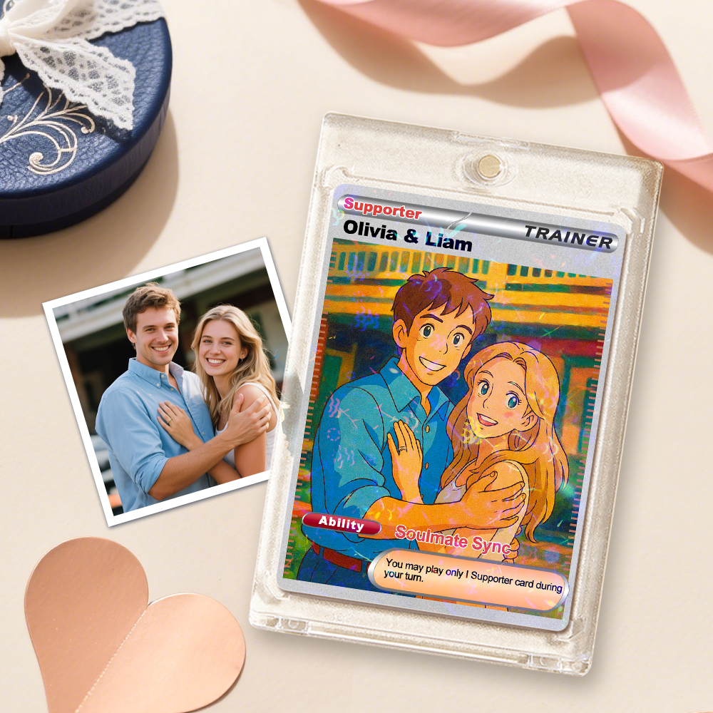 Personalized  Valentine Couple Card Custom Cartoon Acrylic Card Gift With Optional Film Styles - MySpotifyGlass