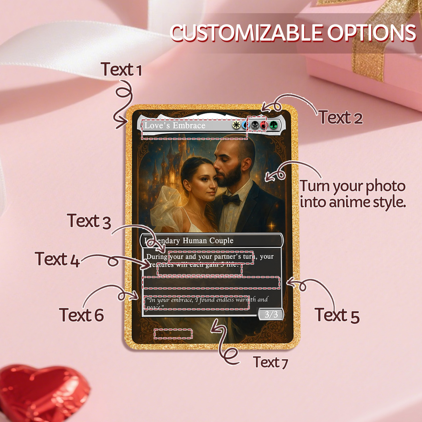 Custom Anime Couples Magic Card Personalized Photo Magic Anime Card Gift for Couples