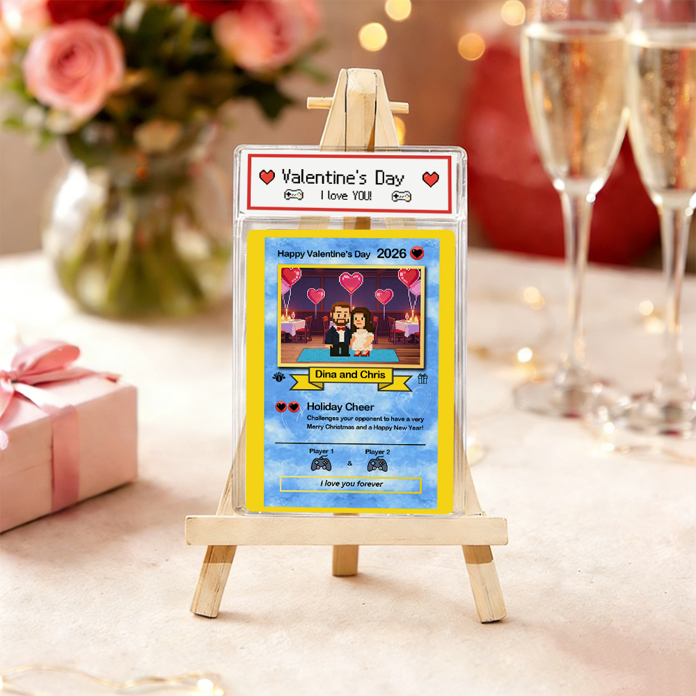Custom Valentine Card I Choose You Present for Couple Turn Your Photo into a Unique Collectible Pixel Man Style Card Valentine  Gift Idea - MySpotifyGlass