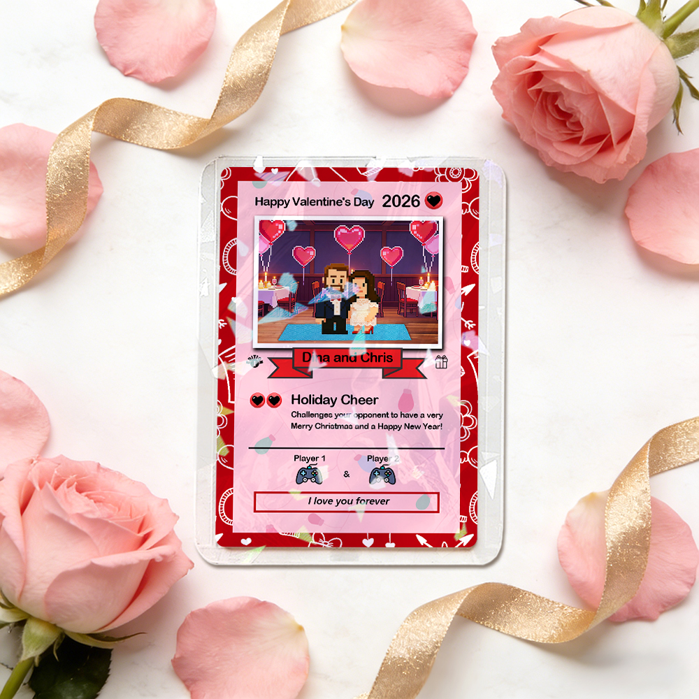 Custom Valentine Card I Choose You Present for Couple Turn Your Photo into a Unique Collectible Pixel Man Style Card Valentine  Gift Idea - MySpotifyGlass