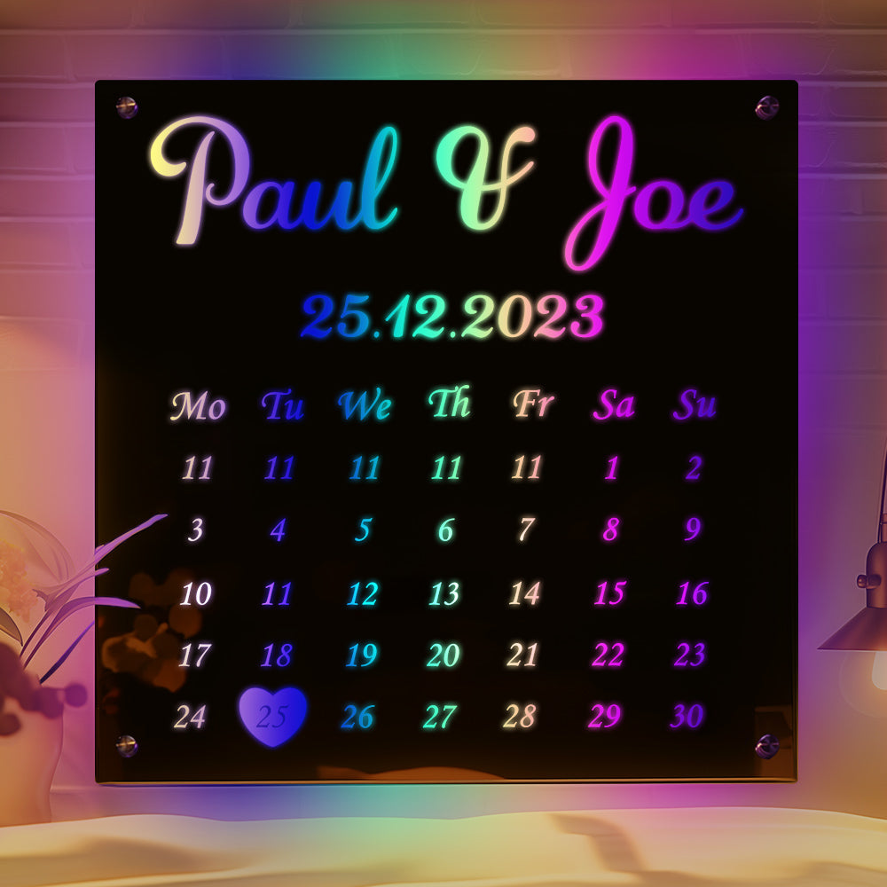 Personalized Mirror Light Custom Date Couple Gift -
