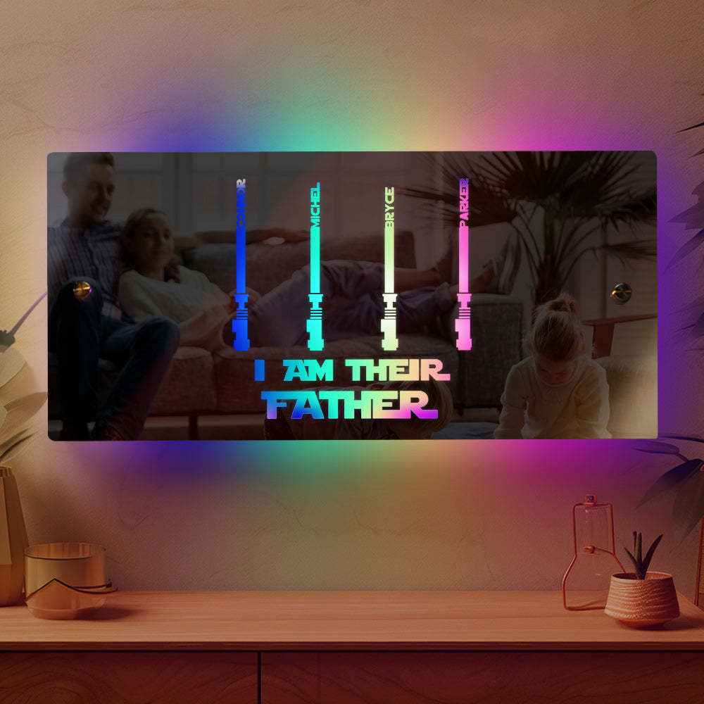 Personalized I Am Their Father Mirror Light Custom Name Light Up Mirror Father's Day Gifts -