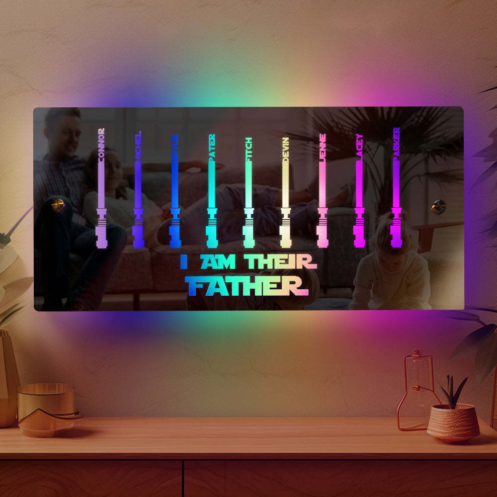 Personalized I Am Their Father Mirror Light Custom Name Light Up Mirror Father's Day Gifts -
