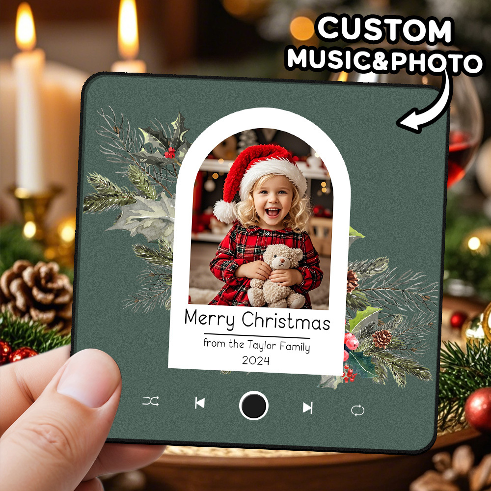 Custom Christmas Tree Music Fridge Magnet Christmas Gifts for Family Personalized Music Magnets Can Play Songs