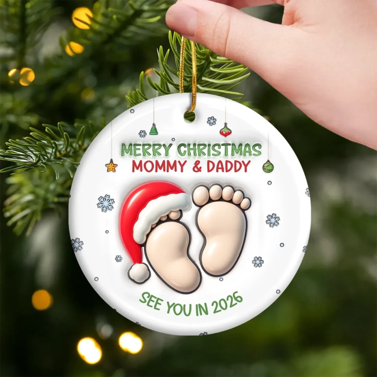 Custom Ceramic Ornament - Personalized Christmas Baby Shower, Gender Reveal Gifts For New Moms, New Dads, New Parents - Welcome To Your Little World - MySpotifyGlass