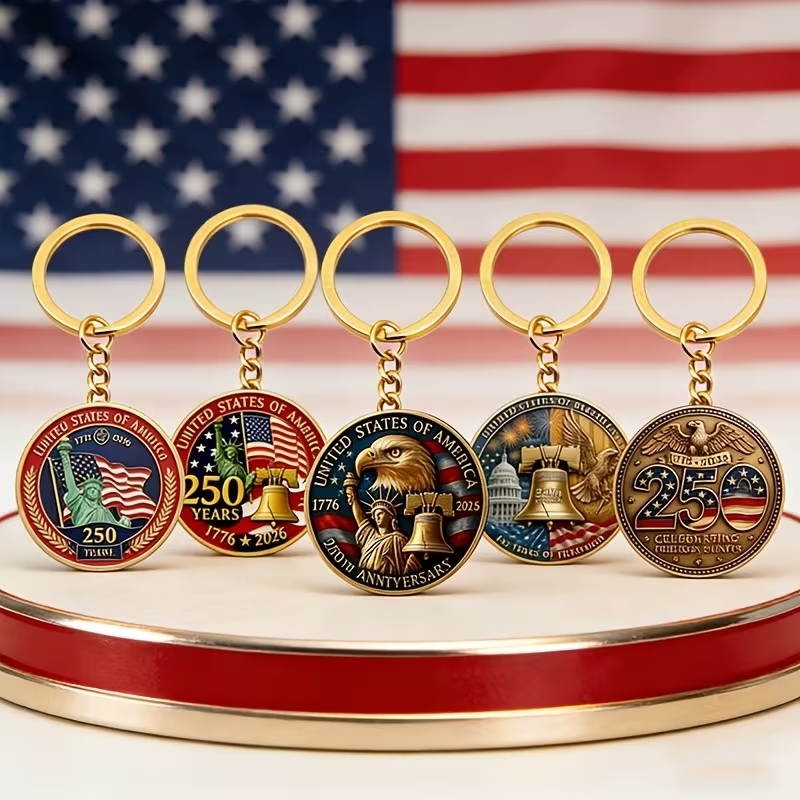 250th Anniversary Challenge Coin Keychain,Patriotic American History Collectible Keyring Gift