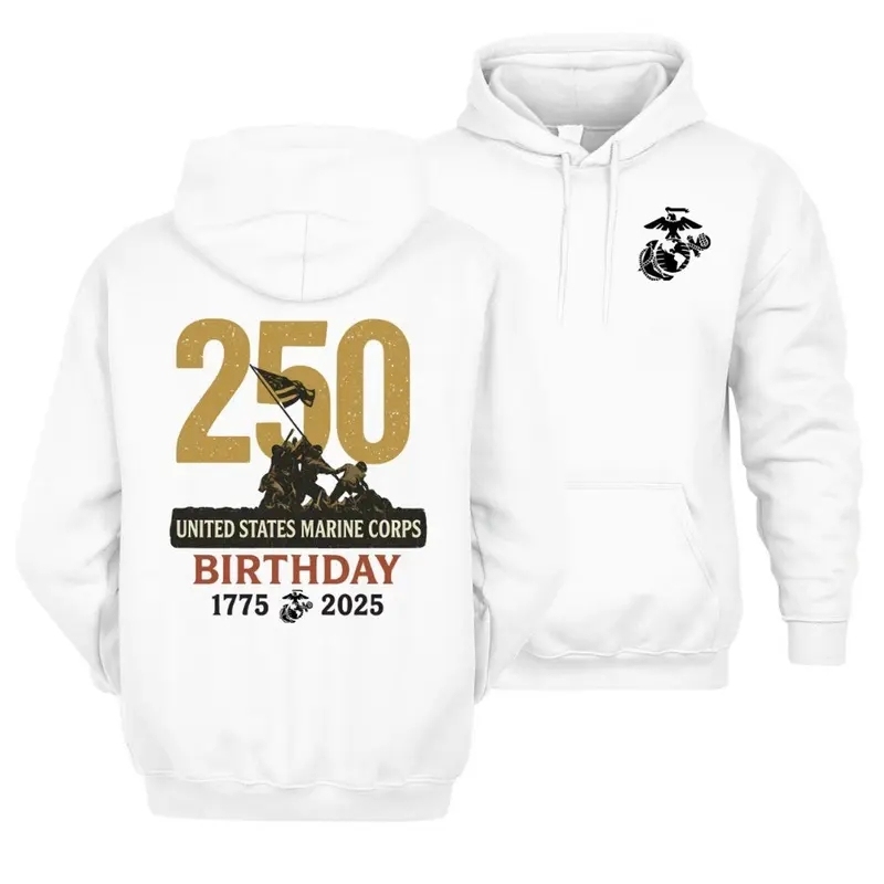 USMC 250th Anniversary Hoodie – United States Marine Corps Birthday 1775–2025 Hoodie, USMC 250th Birthday Hoodie, Honor the Marines, United States Marine Corps Commemorative Hoodie.
