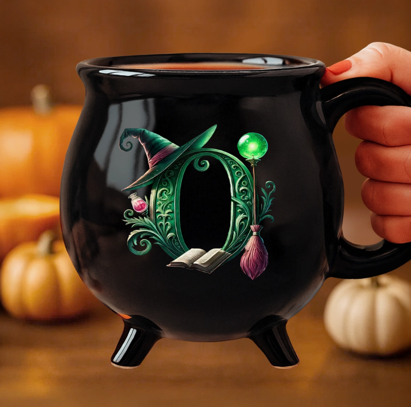 Custom 12oz Ceramic Cauldron Coffee Mug Personalized Halloween Witchy Gifts For Besties Sisters Family Yourself Just A Witch Cup