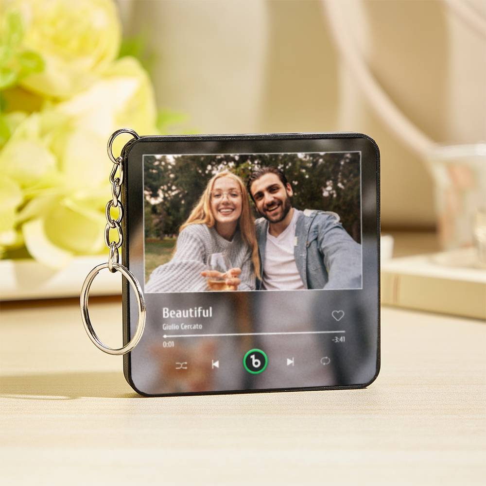 Custom Music Mini Fridge Magnet Keychain with Photo Personalized Mini Music Refrigerator Magnet Keychain Song Album Anniversary Special Gift - MySpotifyGlass