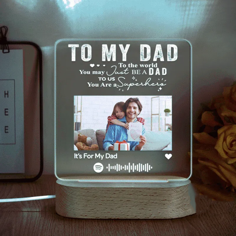 Custom Spotify Glass 7 Colors Night Light Music LED Lamp Gift for Father