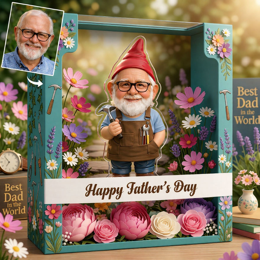 Custom Gnome From Any Photo - Personalized Gardening Acrylic Plaque Father's Day Gift