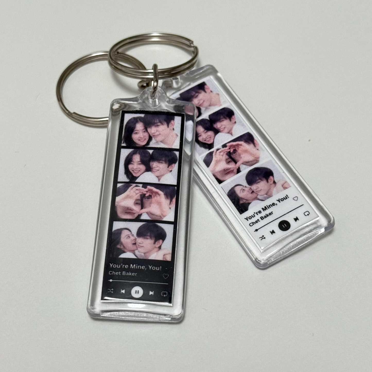 Personalized Music Photo Keychain, Customizable Song or Playlist Song Code, Custom Couple Keychain, Mini Photobooth Keychain
