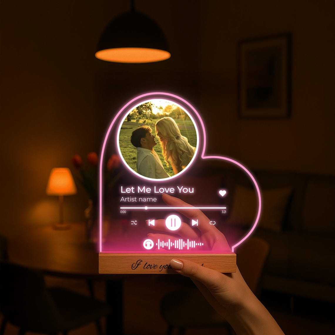 Personalized Couple Photo Song LED Night Lamp Gift I Heart Music Photo Led I Anniversary Gift I Gift for her I Couple Music Song Gift