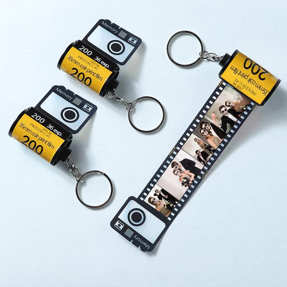 Custom Keychain Multiphoto Colorful Camera Roll Keychain Degradable Material Romantic Customize Birthday Gifts