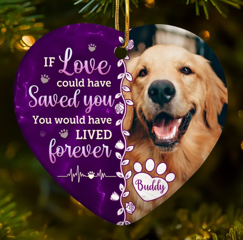 Custom Photo Death Ends A Life Not A Relationship Memorial Personalized Custom Ornament Ceramic Heart Shaped Christmas Gift Sympathy Gift For Pet Owners Pet Lovers