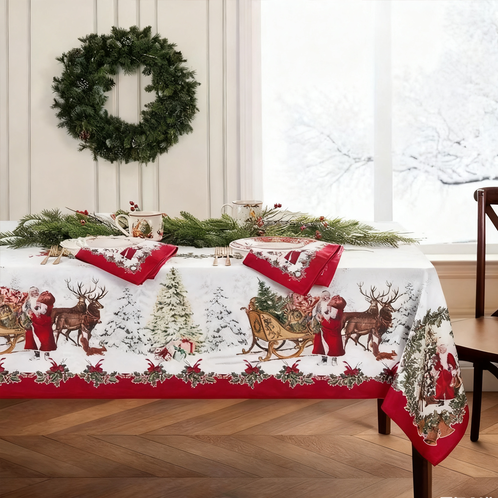 Christmas New Arrival Tablecloth, Digital Printed Festive Dining Table Cover, Holiday Home Decoration - MySpotifyGlass