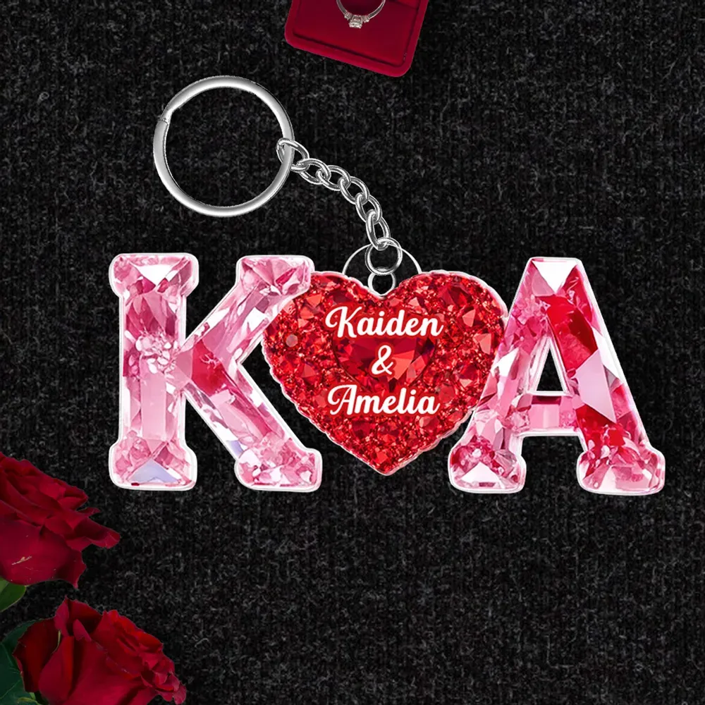 Personalized Acrylic Keychain Couple Love Initial Valentine's Day Gift for her for him
