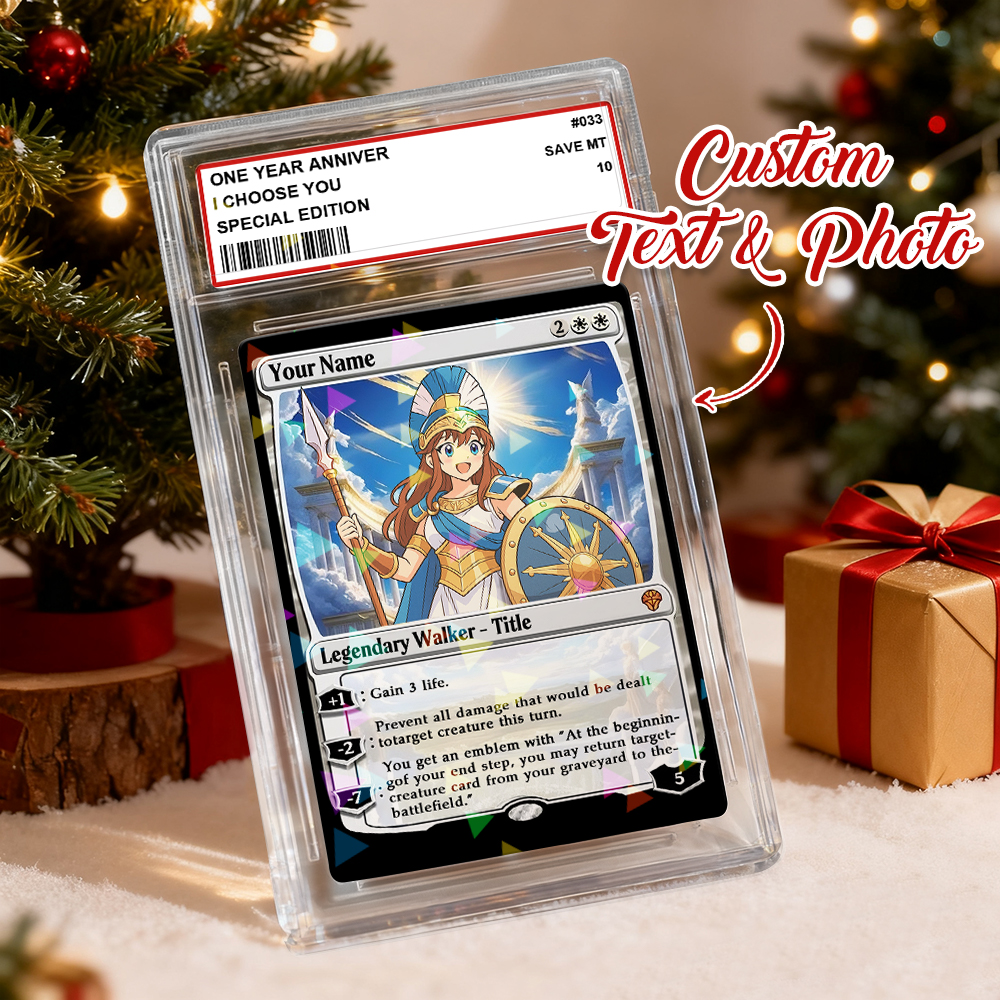 Custom MTG Style Walker Card Personalized Magic Style Christmas Gift Funny Cartoon Christmas Gift for Him or Her - MySpotifyGlass