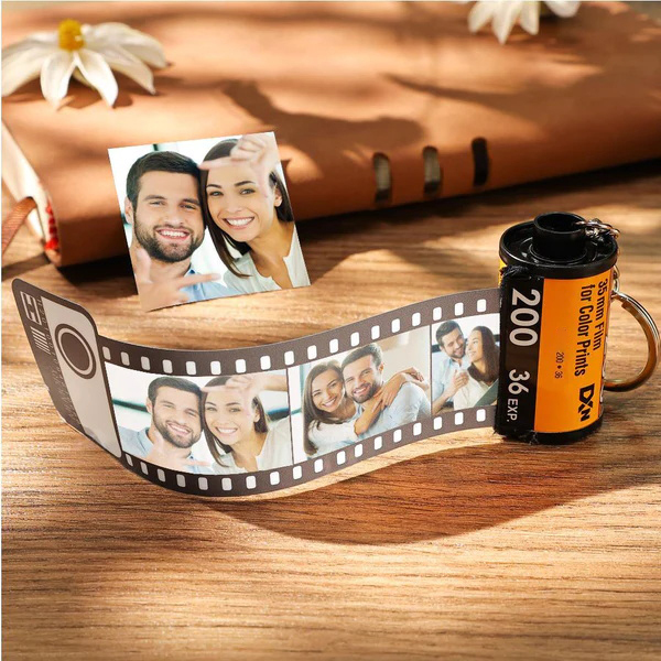 Custom Keychain Multiphoto Colorful Camera Roll Keychain Degradable Material Romantic Customize Birthday Gifts