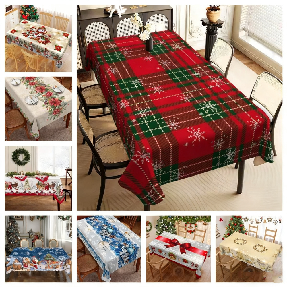 Christmas New Arrival Tablecloth, Digital Printed Festive Dining Table Cover, Holiday Home Decoration