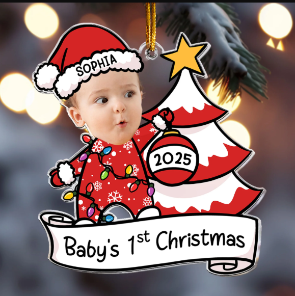 Custom Christmas Ornament Baby's First Christmas Personalized Acrylic Photo Ornament