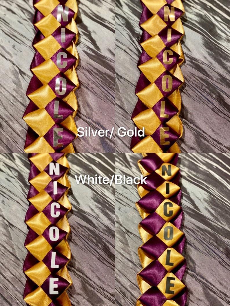 Braided 7/8" Ribbon Leis for Graduation/personalized name/ school colors #093