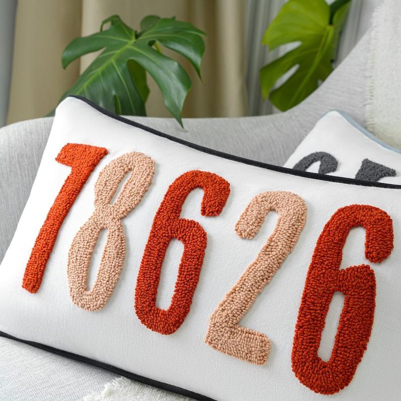 Home Decor Punch Needle Embroidered Custom Pillow, Personalized Gift, Graduation Gift, Dorm Room Decor, Kids Room Decor, Monogram Pillow