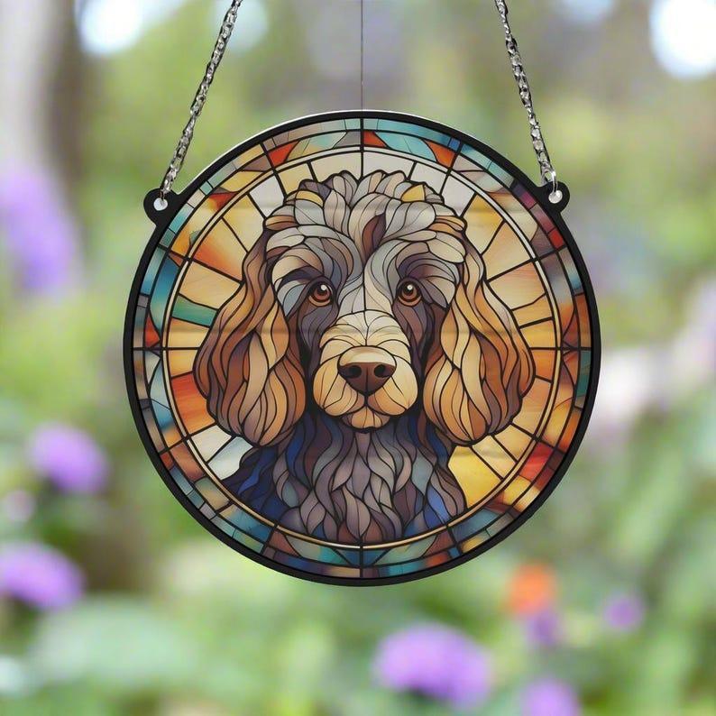 Poodle Colored Stained Glass Suncatcher
