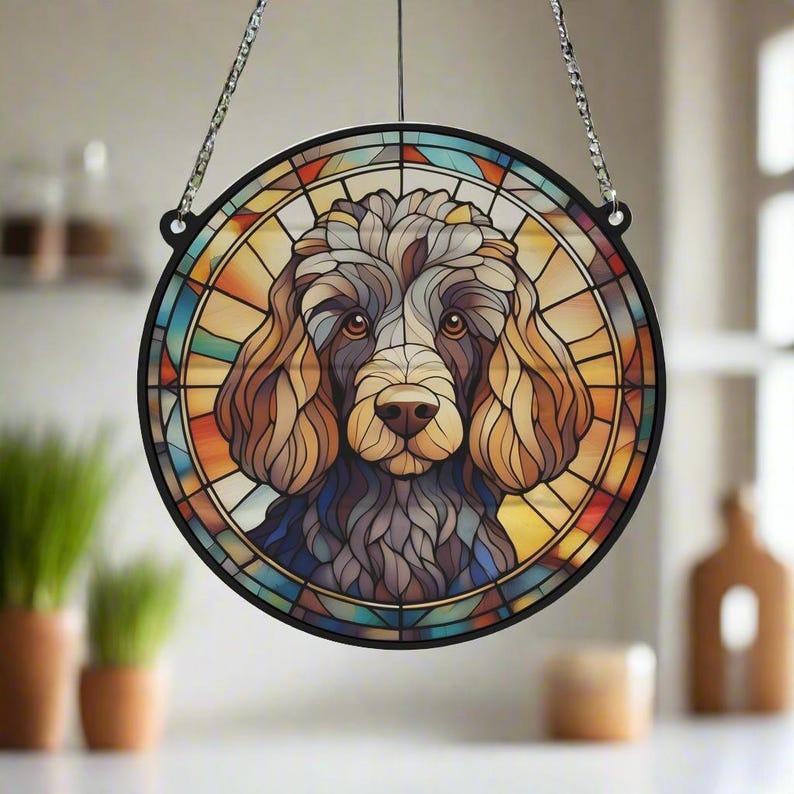 Poodle Colored Stained Glass Suncatcher