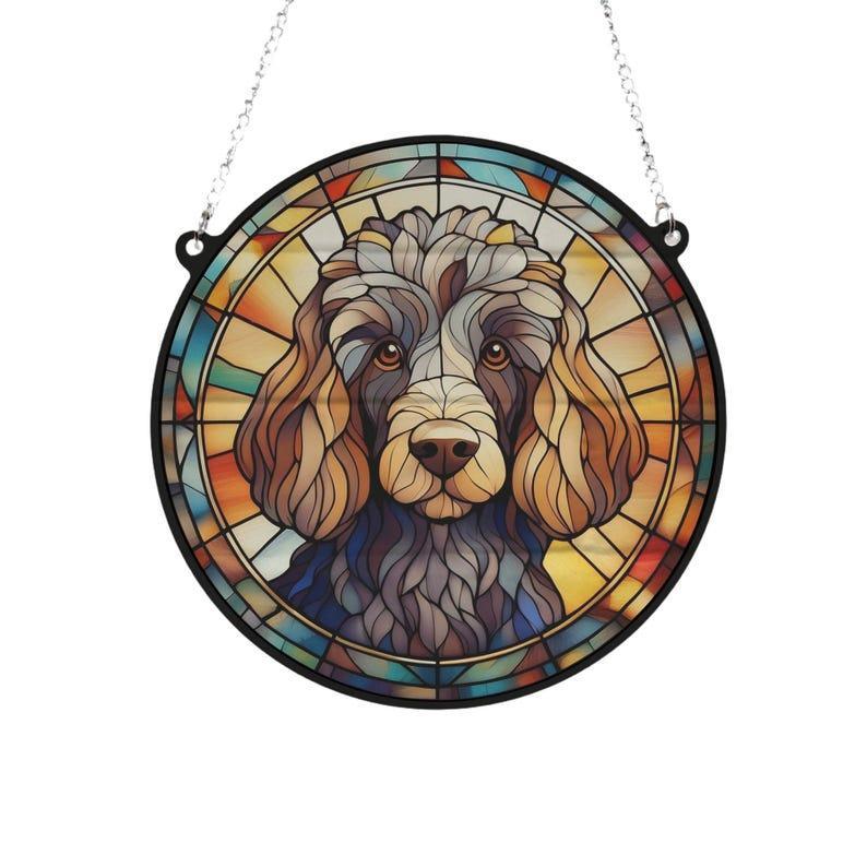 Poodle Colored Stained Glass Suncatcher