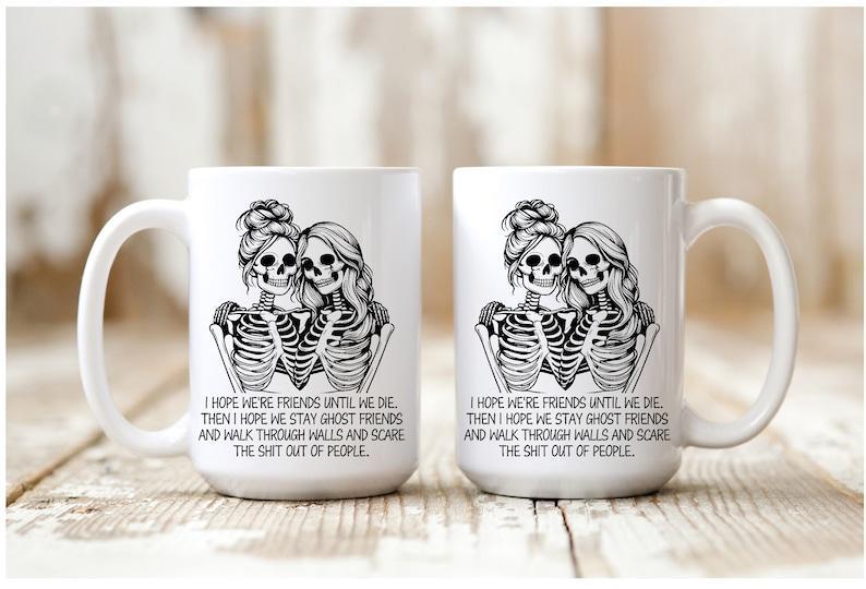 Best Friend Skeleton Mug Bestie Gift Ghost Friends Christmas Birthday Gift for Her Halloween